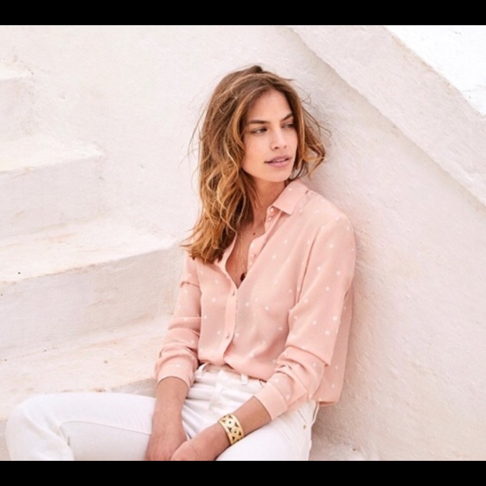 Sezane size 38 blush polka dot boy blouse